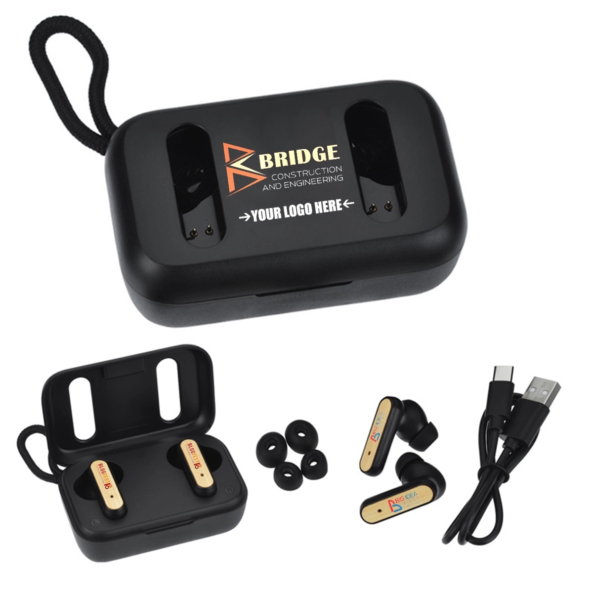 Custom Bamboo True Wireless Auto Pair Ear Buds 2