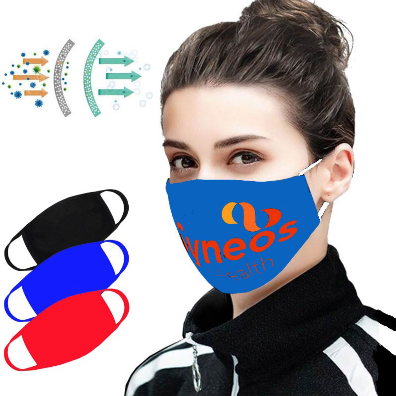 2 Layer Reusable Safety Face Mask w/ Full Color Custom Logo 1