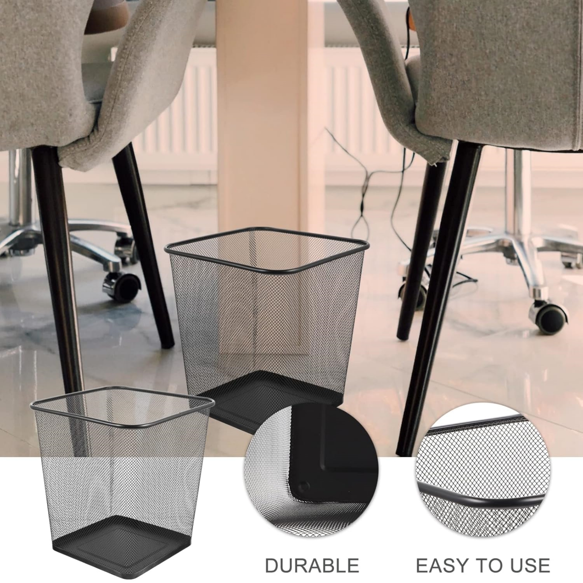 Square Mesh Wastebasket 6