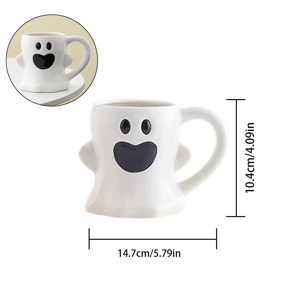 3D Ghost Pumpkin Ceramic Coffee Mug 3