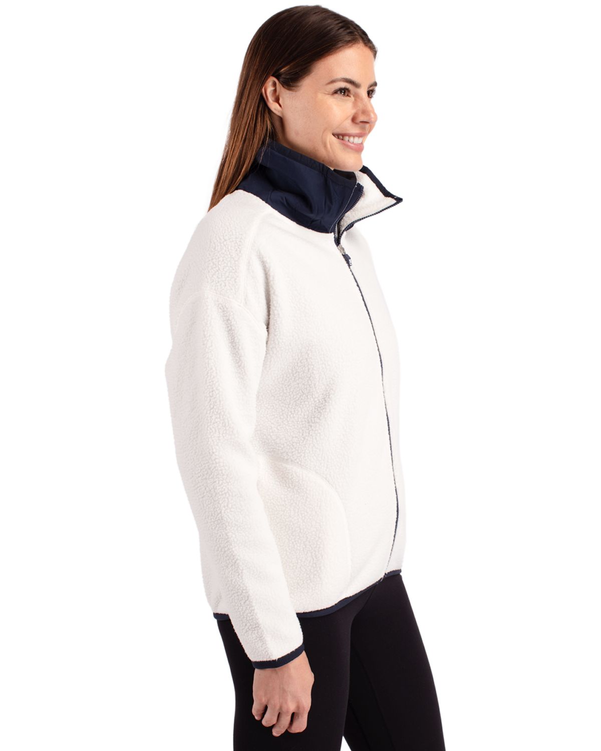 Cutter & Buck Cascade Epic Comfort Recycled Sherpa Fleece Womens Full Zip Jacket 7
