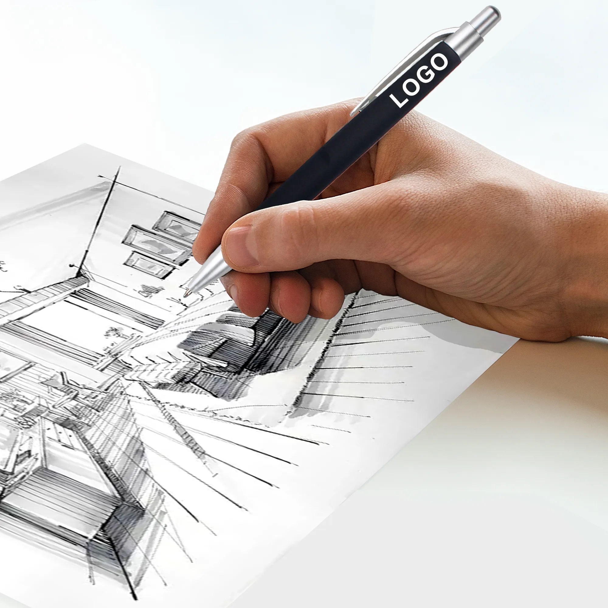 Rubber Coated Ballpoint Pen with Logo 2