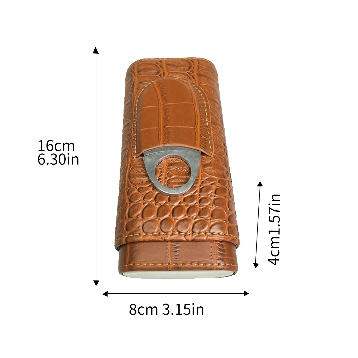 Travel PU Leather Cigar Case With Cutter Pocket 2