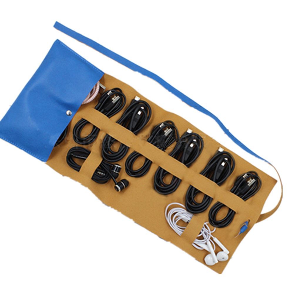 PU Leather Organizer Traveling Cord Wrap 3