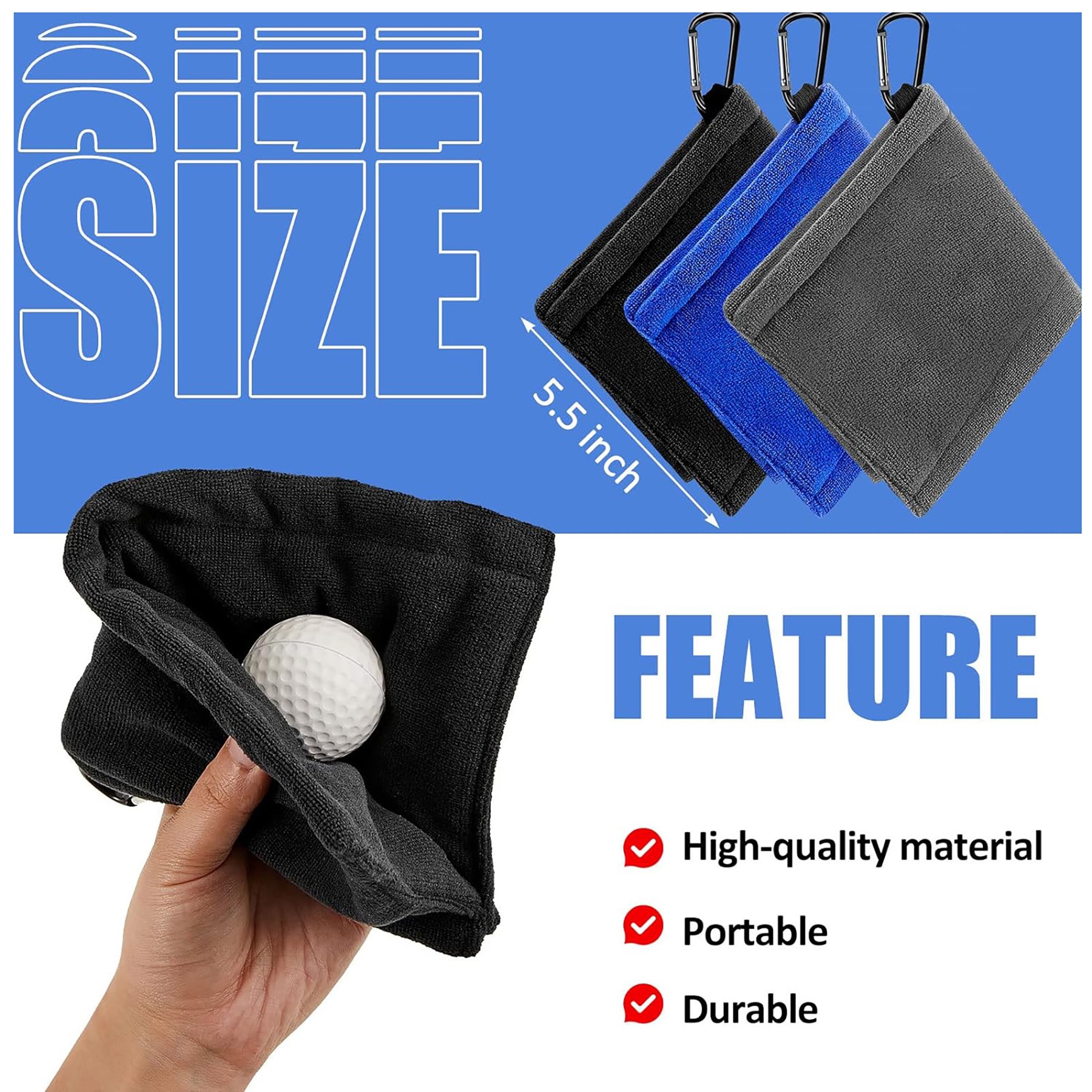 5.5 Inch Small Golf Pocket Towel 4