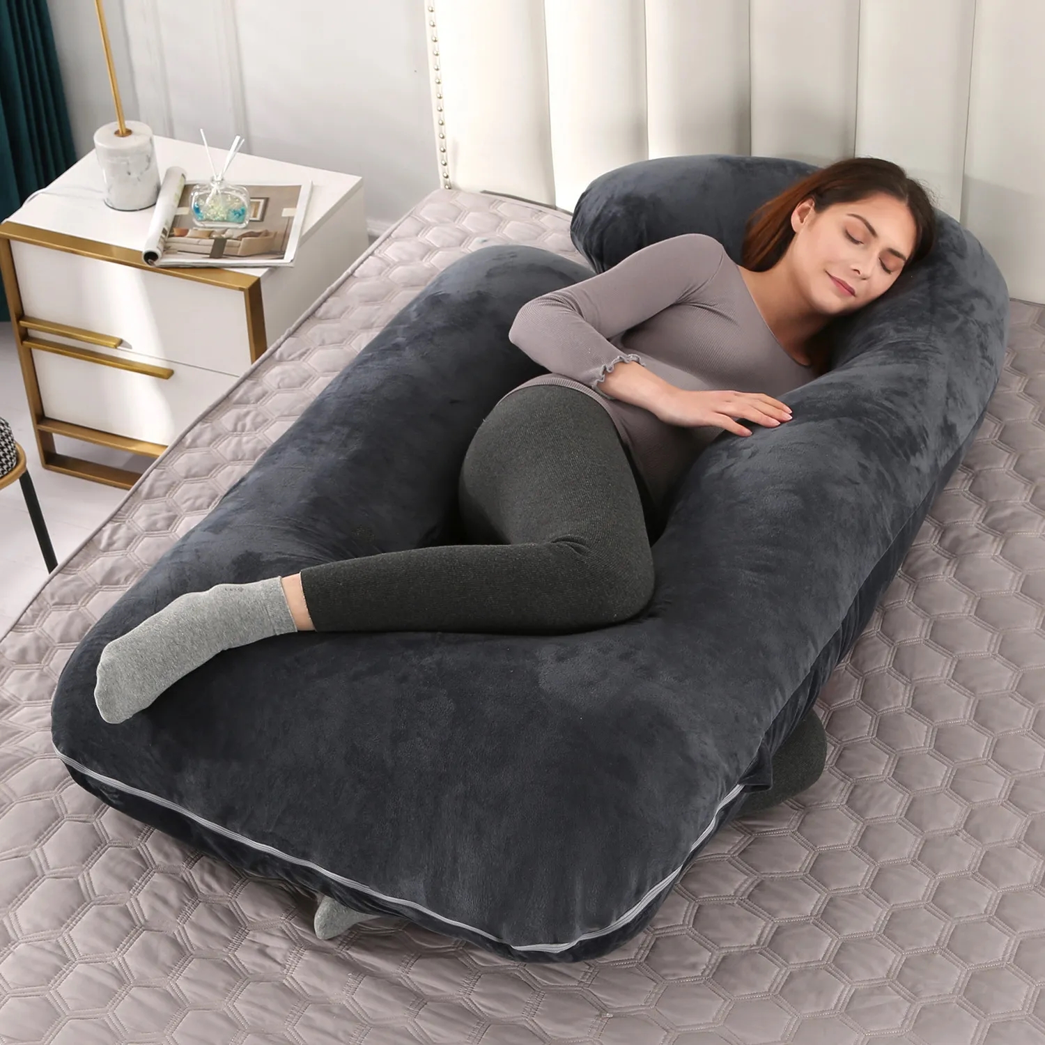 U Shaped Full Body Maternity Pillow With Removable Cover 9
