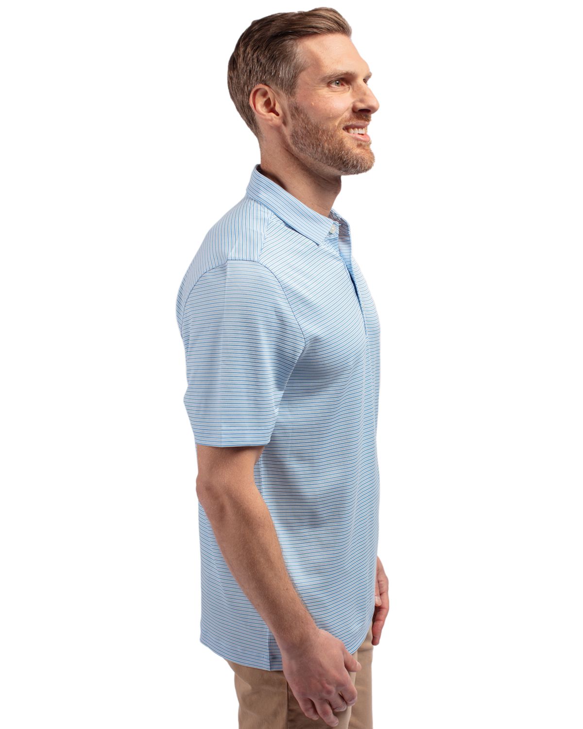 Forge Eco Double Stripe Stretch Recycled Mens Polo