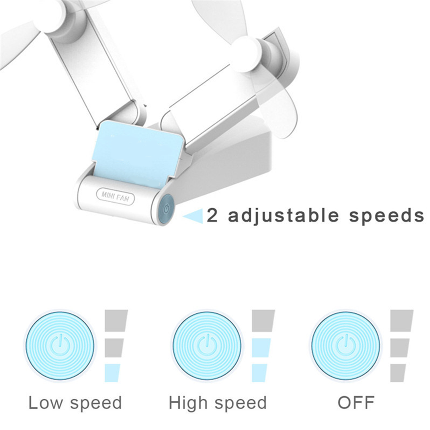 Mini Dual Head LED 2-in-1 Travel USB Power Bank Foldable Fan 3