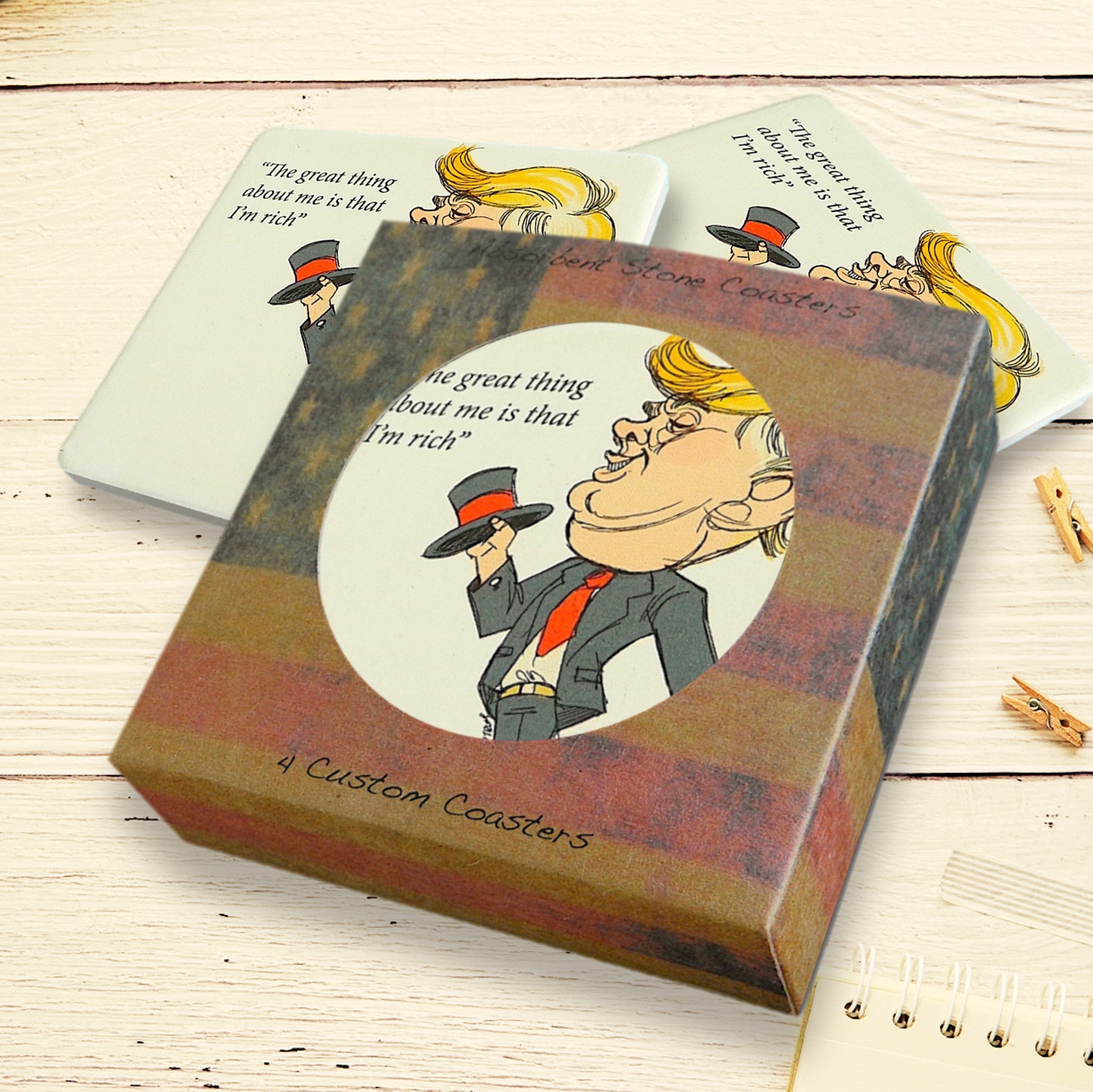 4 Square Absorbent Stone Coasters in a Fully Custom Printed Coaster Box - Full Bleed 5