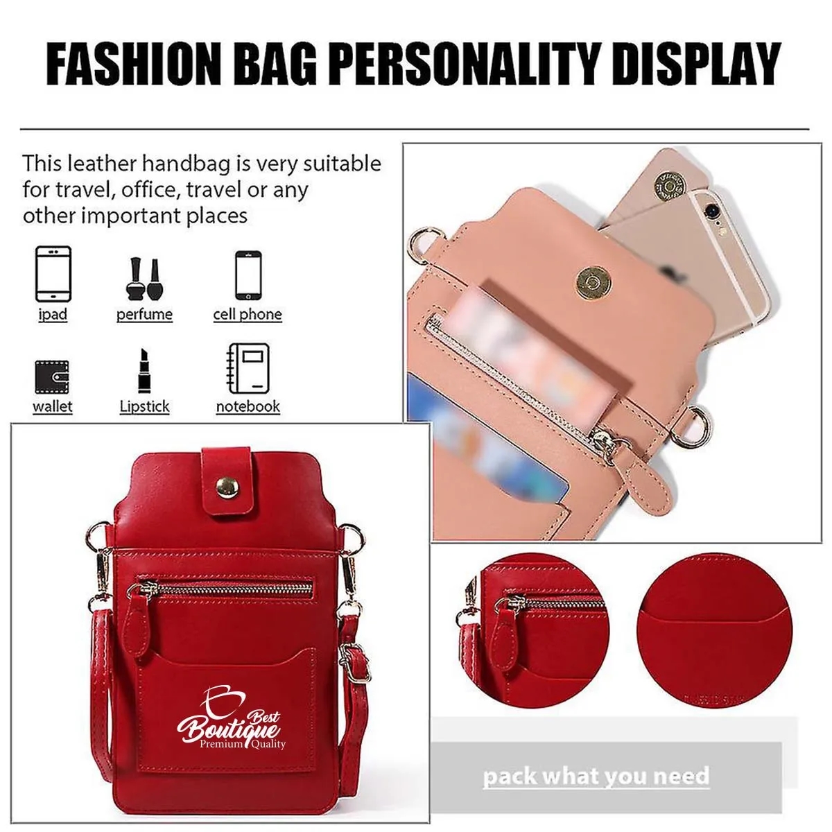 Multifunction  clear touch screen Crossbody Purse 2