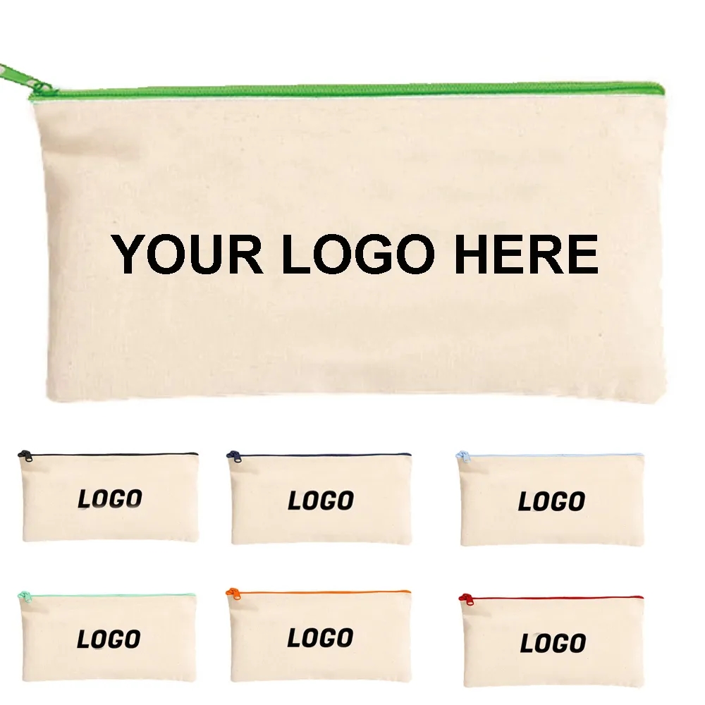 Natural Canvas Pouch with Colored Zipper 4
