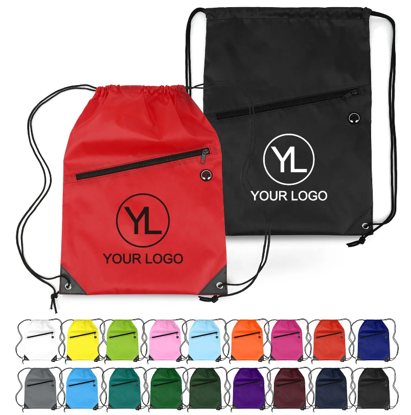 Drawstring Backpack w/ Zipper 2