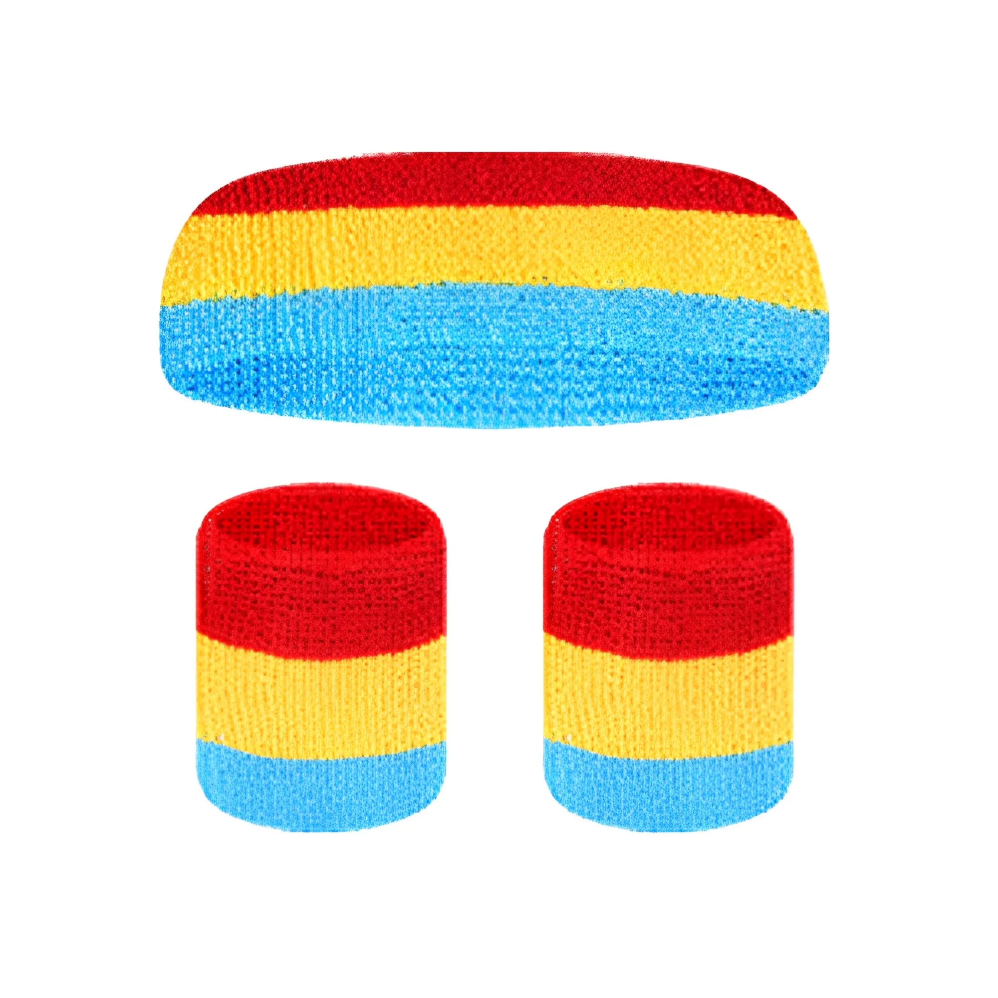Cotton Towel Rainbow Sweat Headband & Wristband Set 3