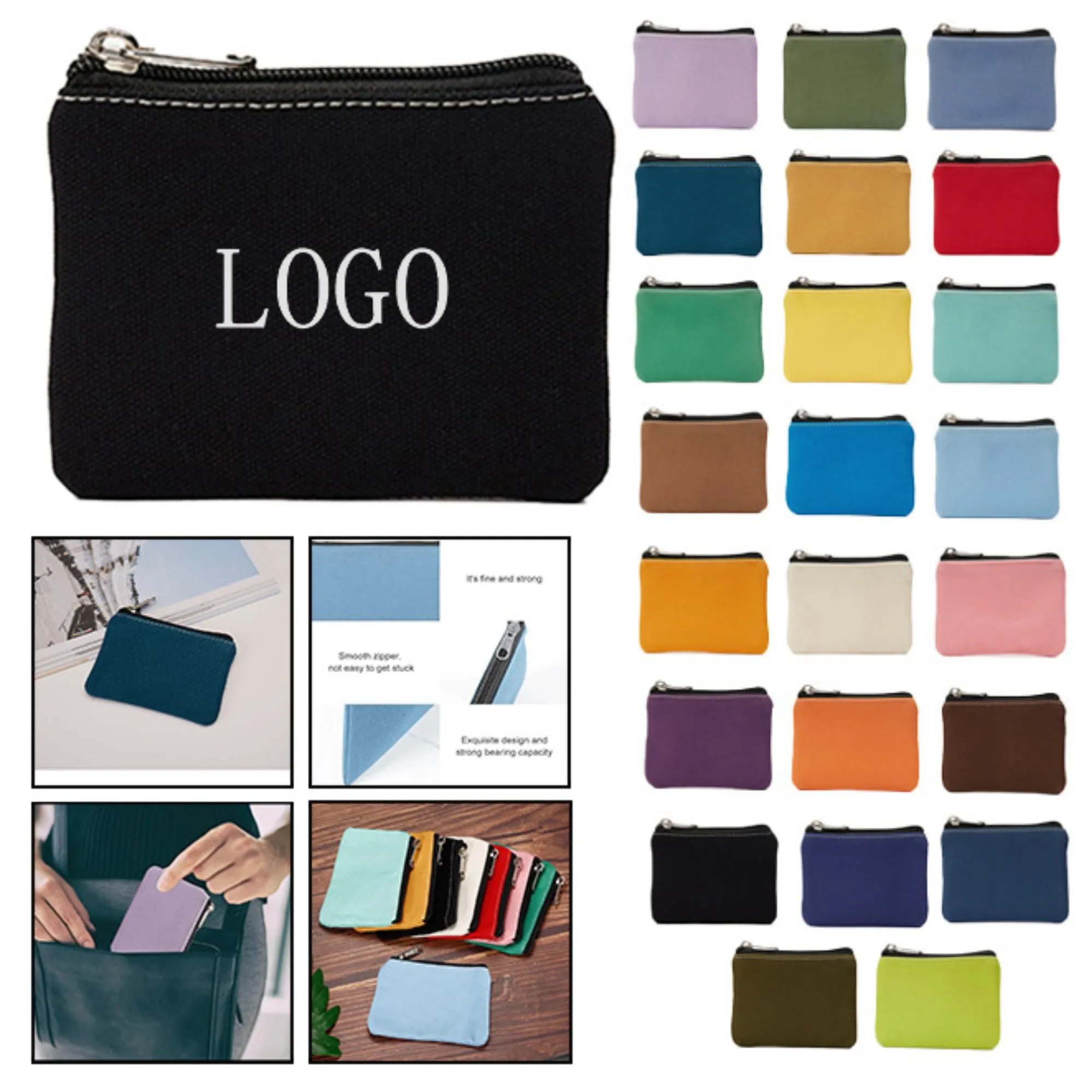 Women's Canvas Coin Purse Mini Zipper Bag 33