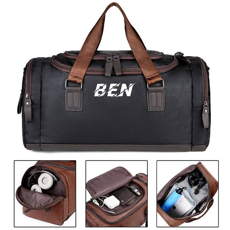 Pu Leather Waterproof Sport Gym Duffle Travel Bag 2