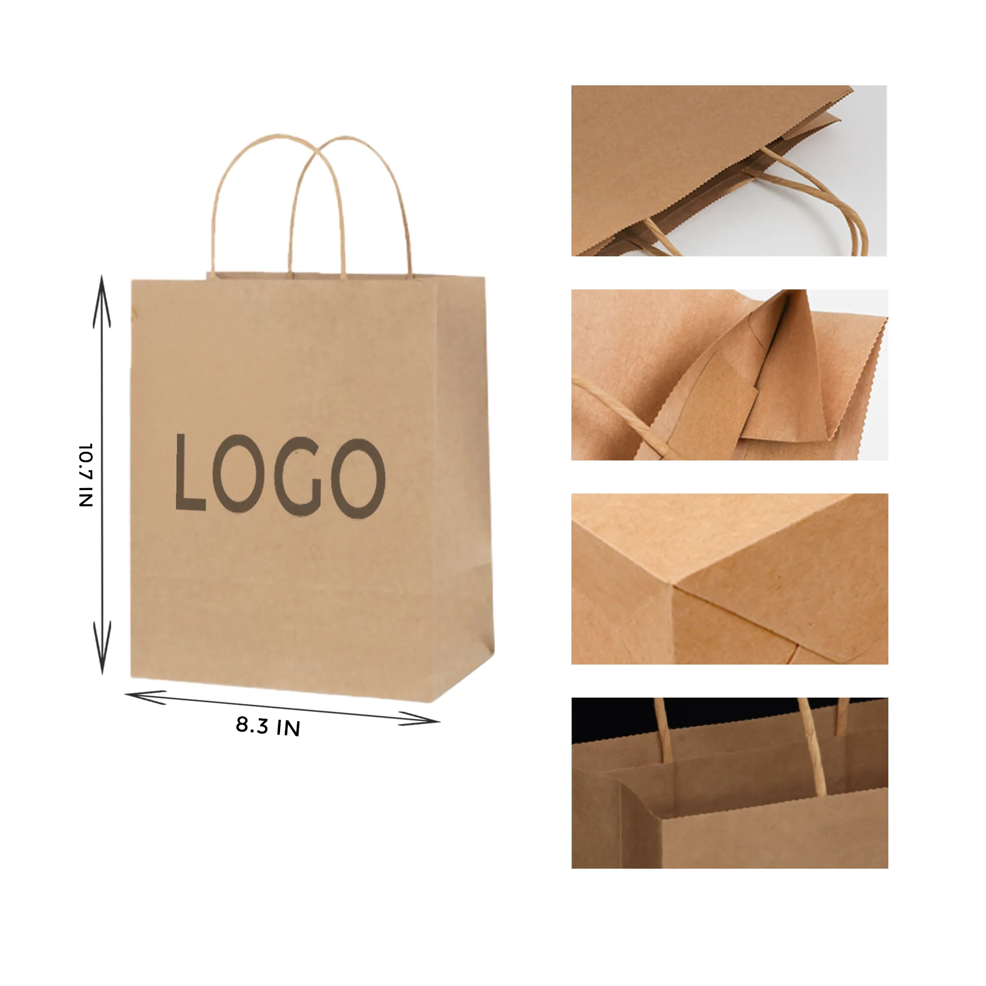 MOQ 100 PCS Kraft Paper Handbag