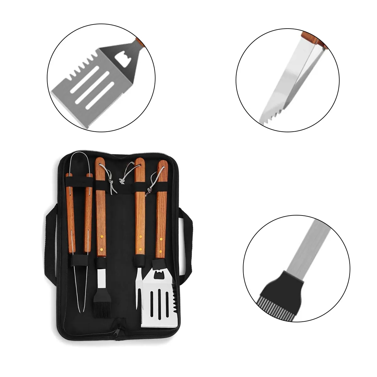 4 in 1 Portable BBQ Grilling Utensil Set with Case 3