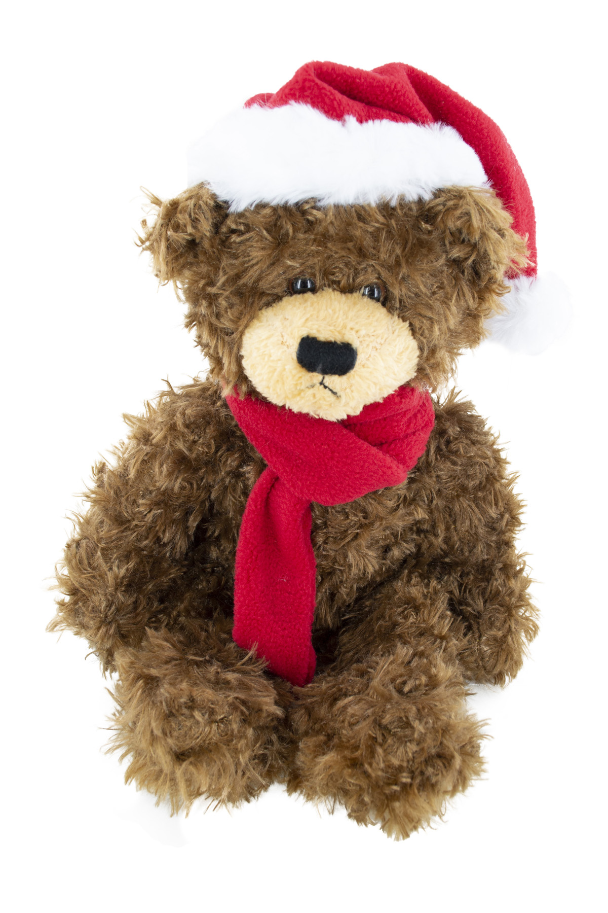 soft plush  Chocolate Brandon Bear with Christmas scarf &hat 3