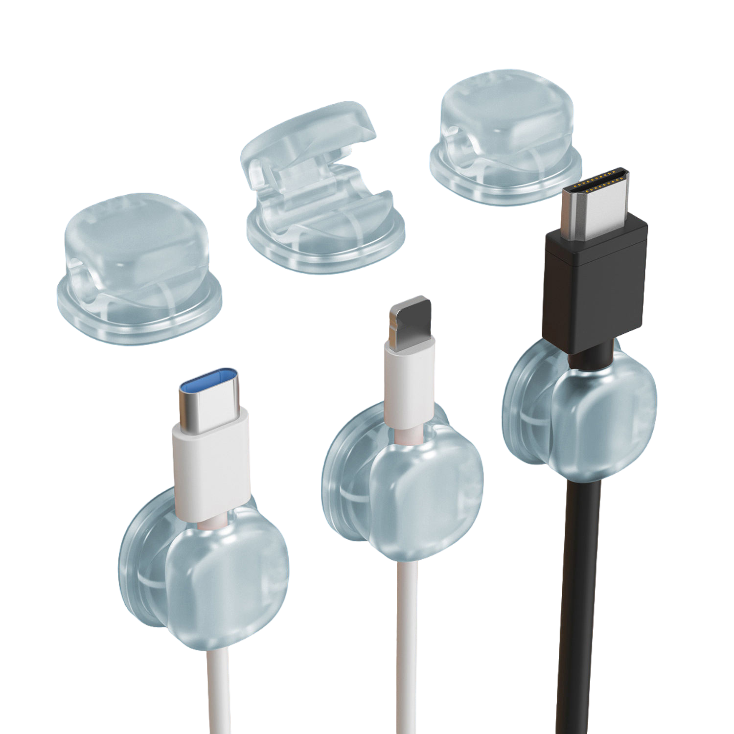 6PCS Spring-Loaded Silicone Cable Clips – Desk Organizer 3
