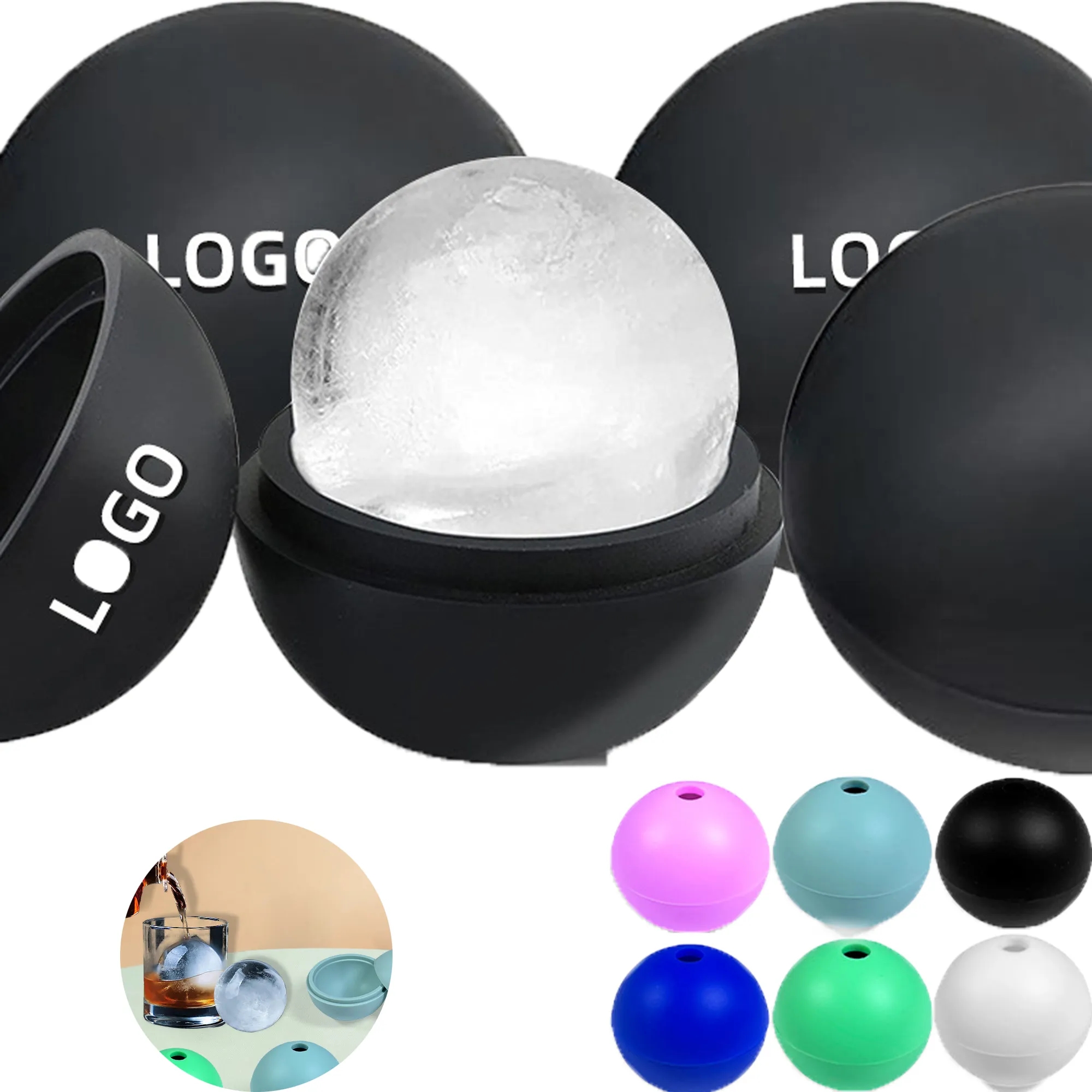 Custom Logo Food-Grade Silicone Round Ice Mold