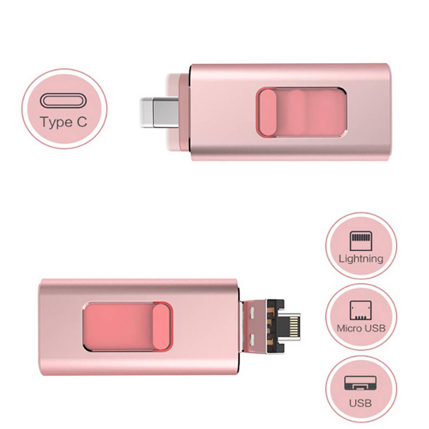 64Gb Usb 4-In-1 Compact Portable Flash Drive 4