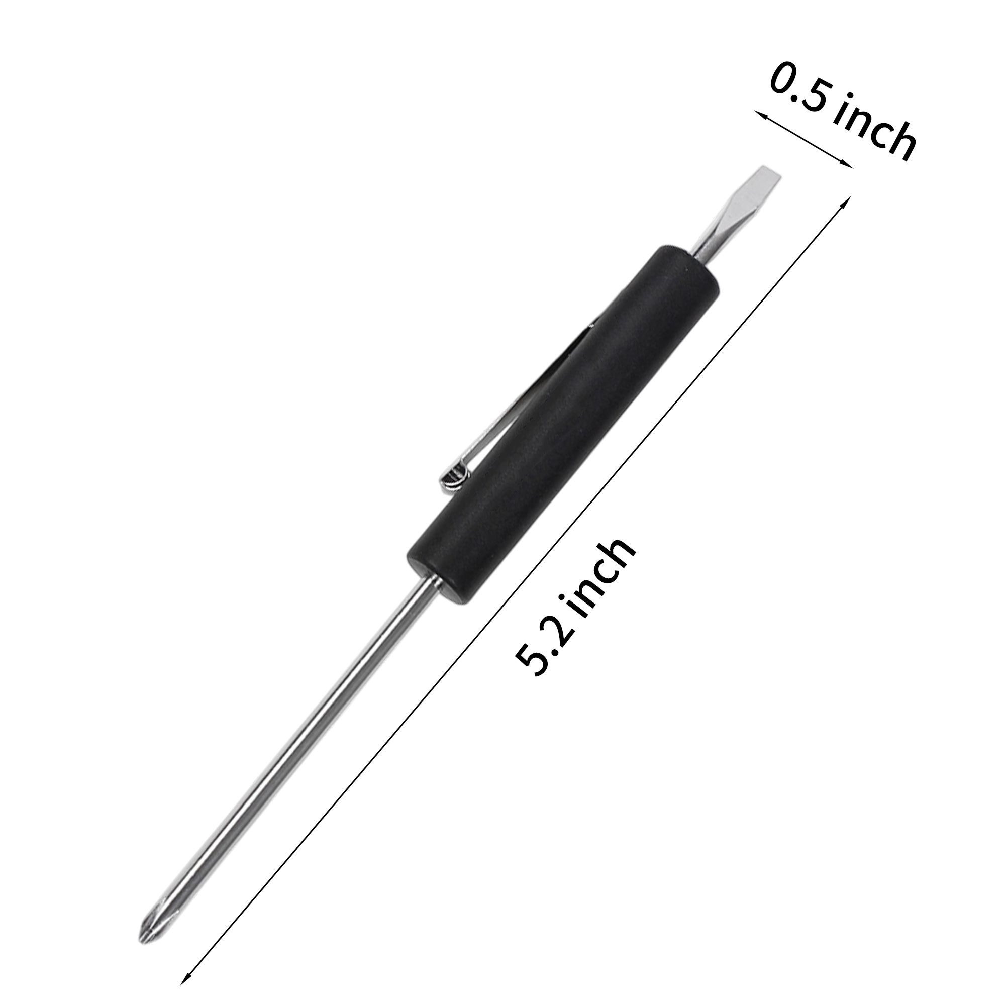 Reversible Pocket Screwdriver Flat Tip And Phillips Tip 5.2" By 0.5" 5