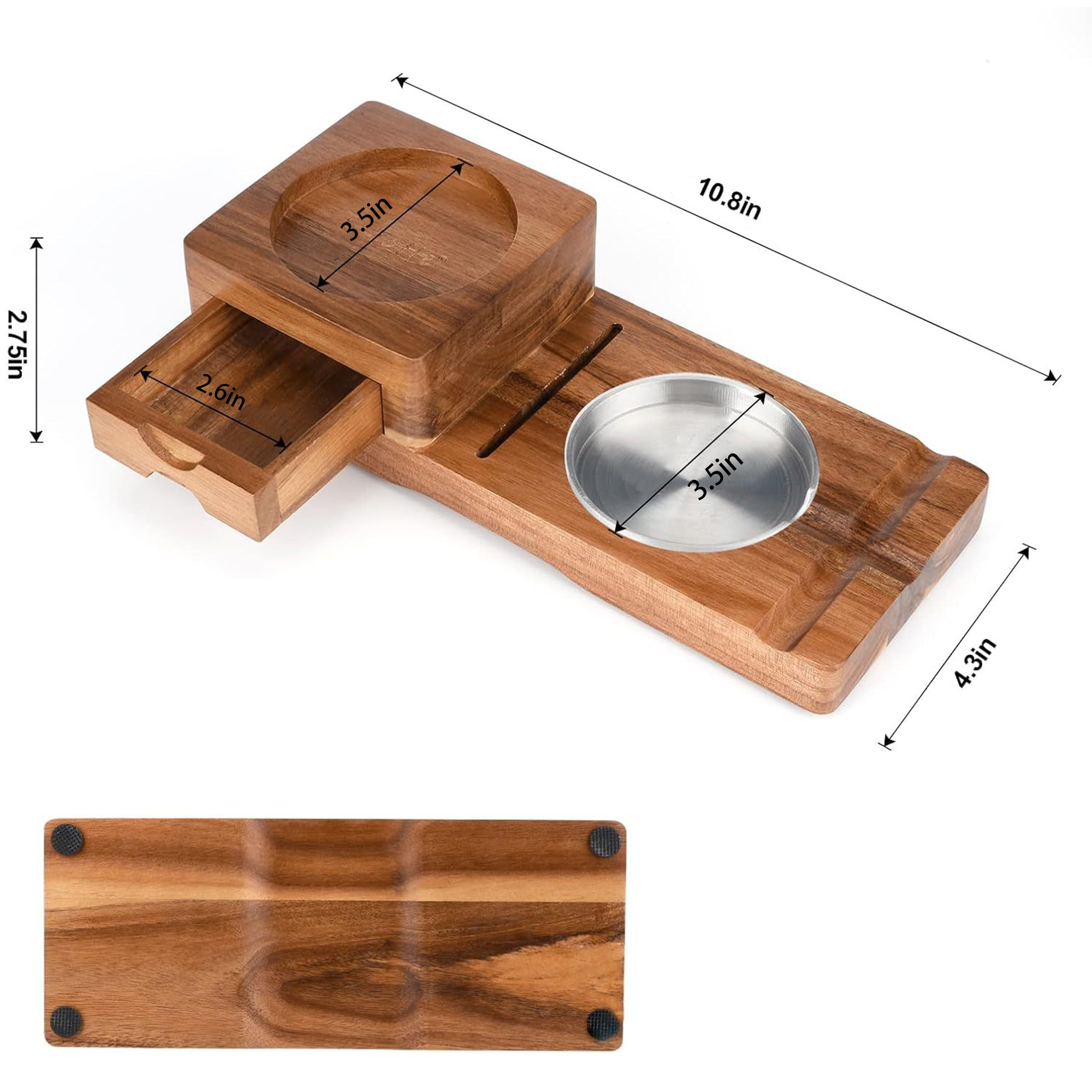 Wooden Cigar Ashtray With Drawer And Tray 2
