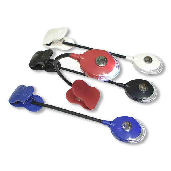 Flexible flashlight and reading light, super bright LED book light with back clip.