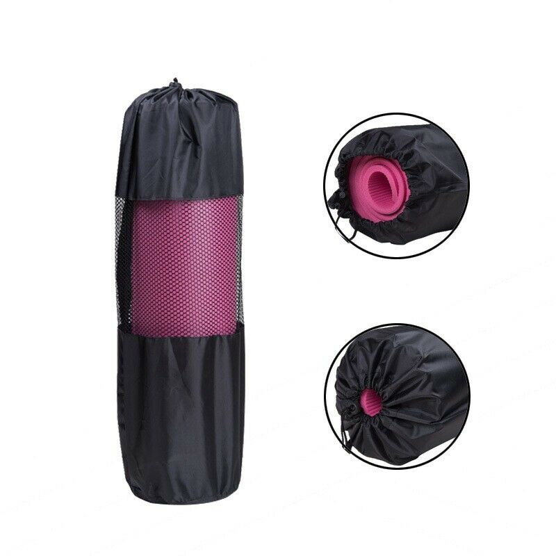 Yoga Mat Storage Mesh Bag Drawstring Bags PVC Adjustable Strap Carrier USA 2