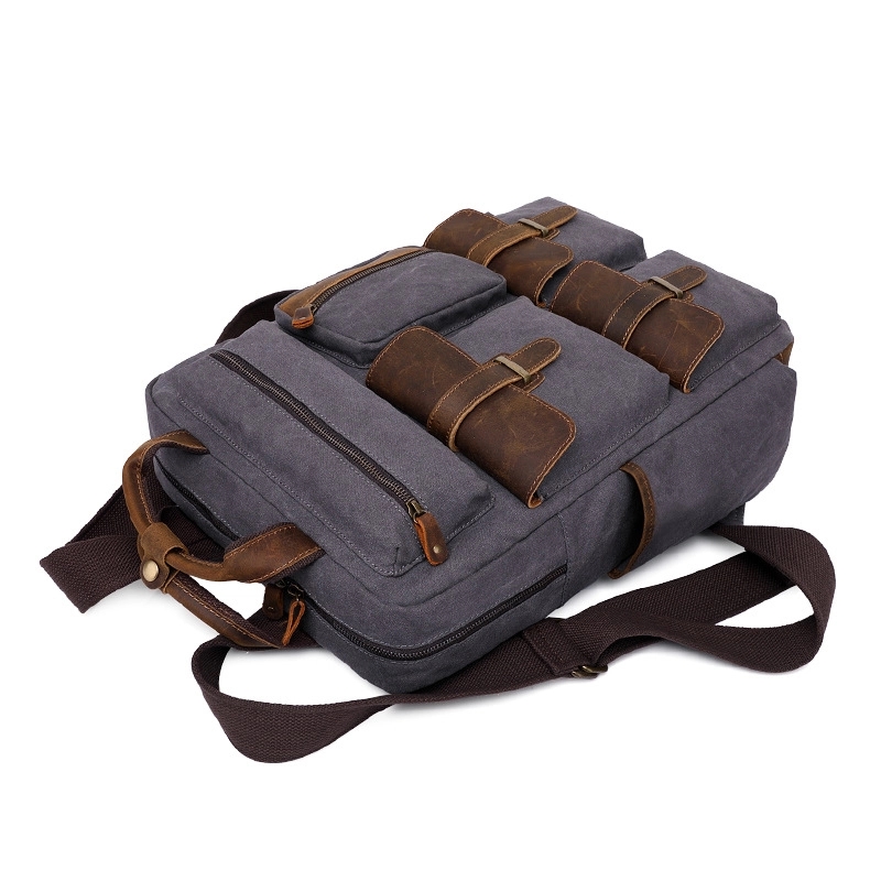Vintage canvas Leather Backpack 3