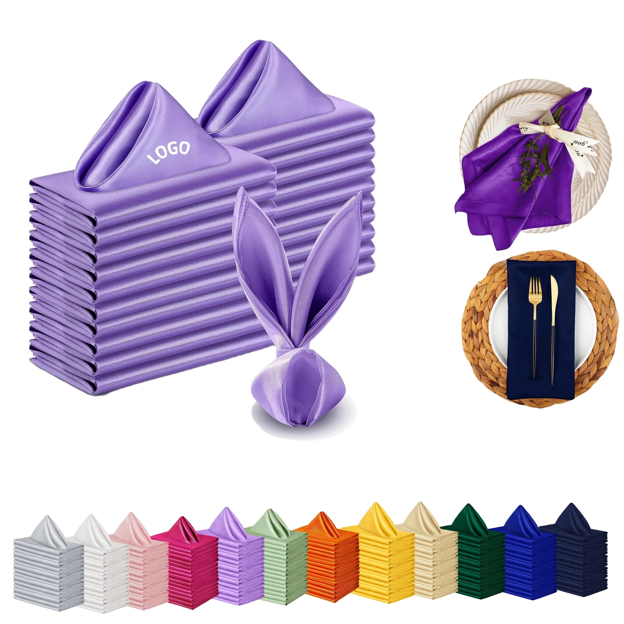 Banquet Soft Smooth Satin Polyester Square Napkin 3