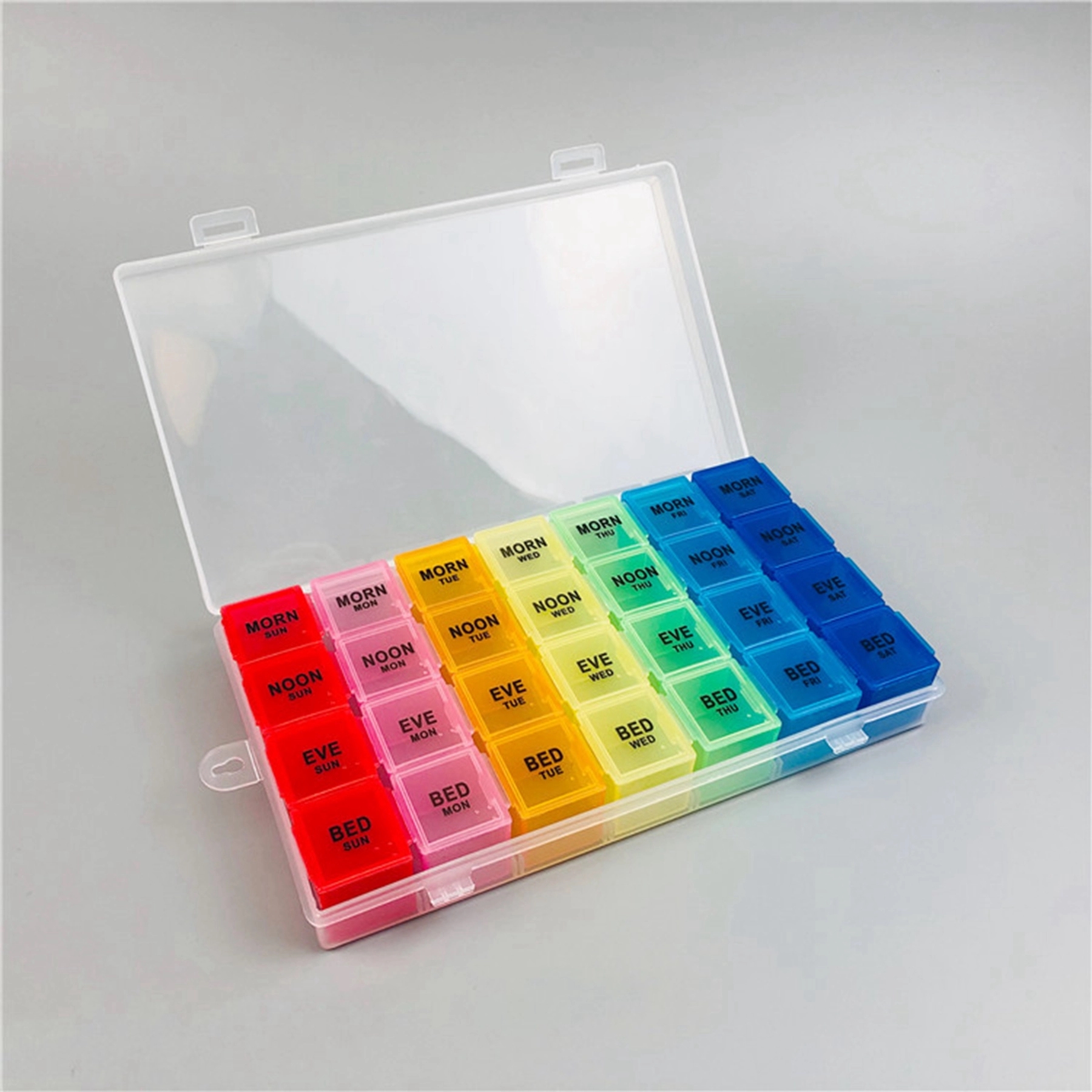 28 Case Rainbow Color Weekly 7 Day Pill Box 2