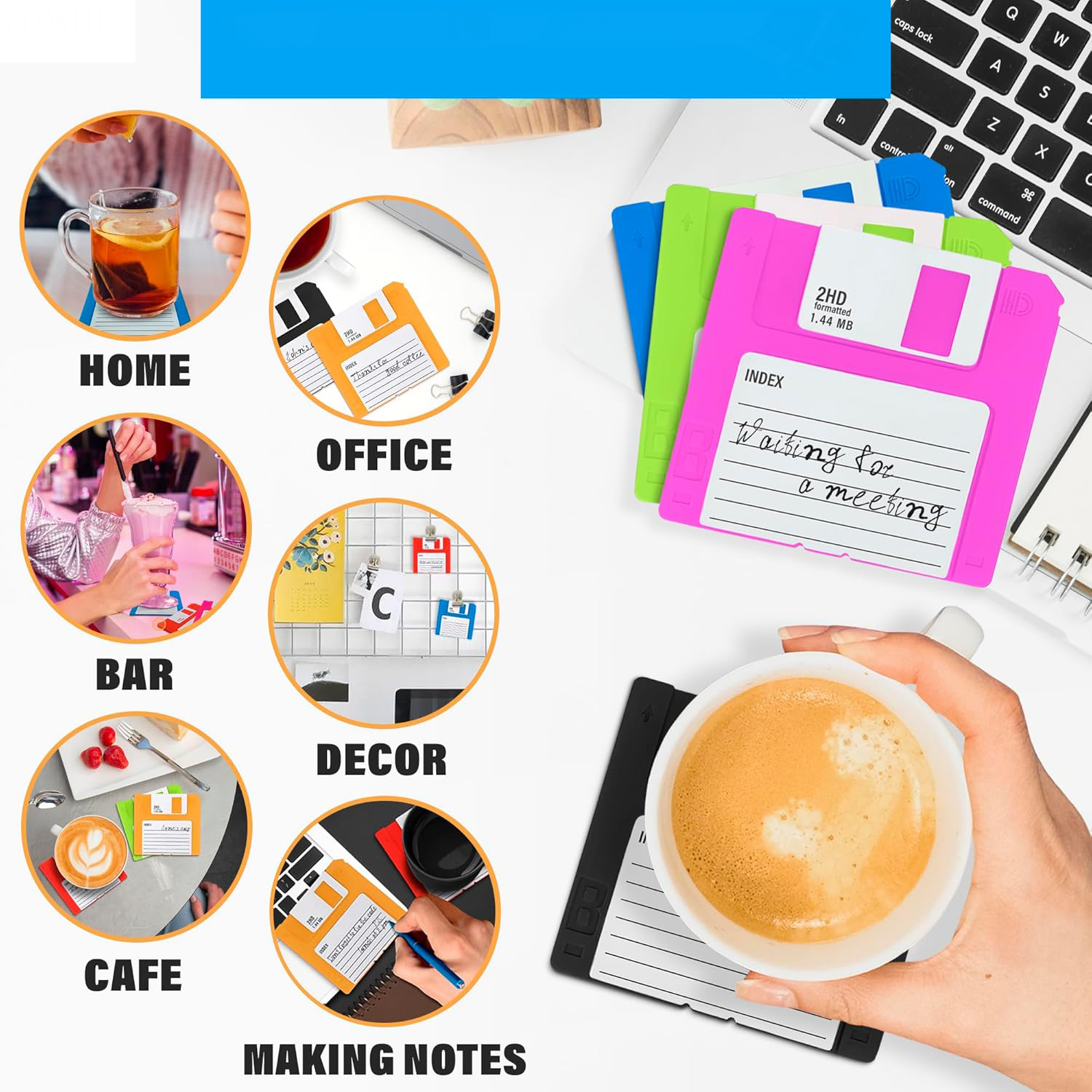6Pcs Silicone Floppy Disk Coaster 2