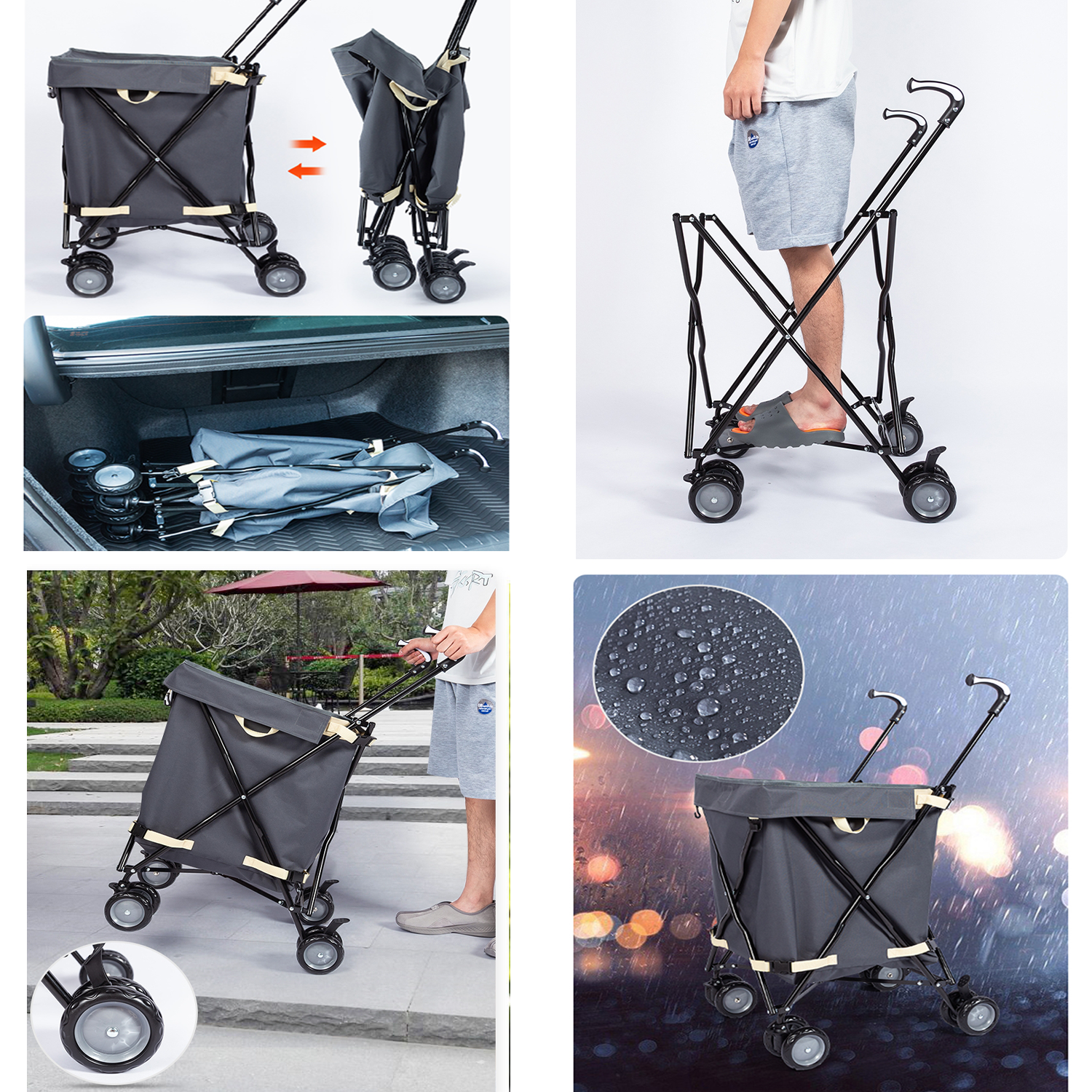 Pro Foldable Camp Cart-All-Terrain Shopping&Hiking Trailer 2