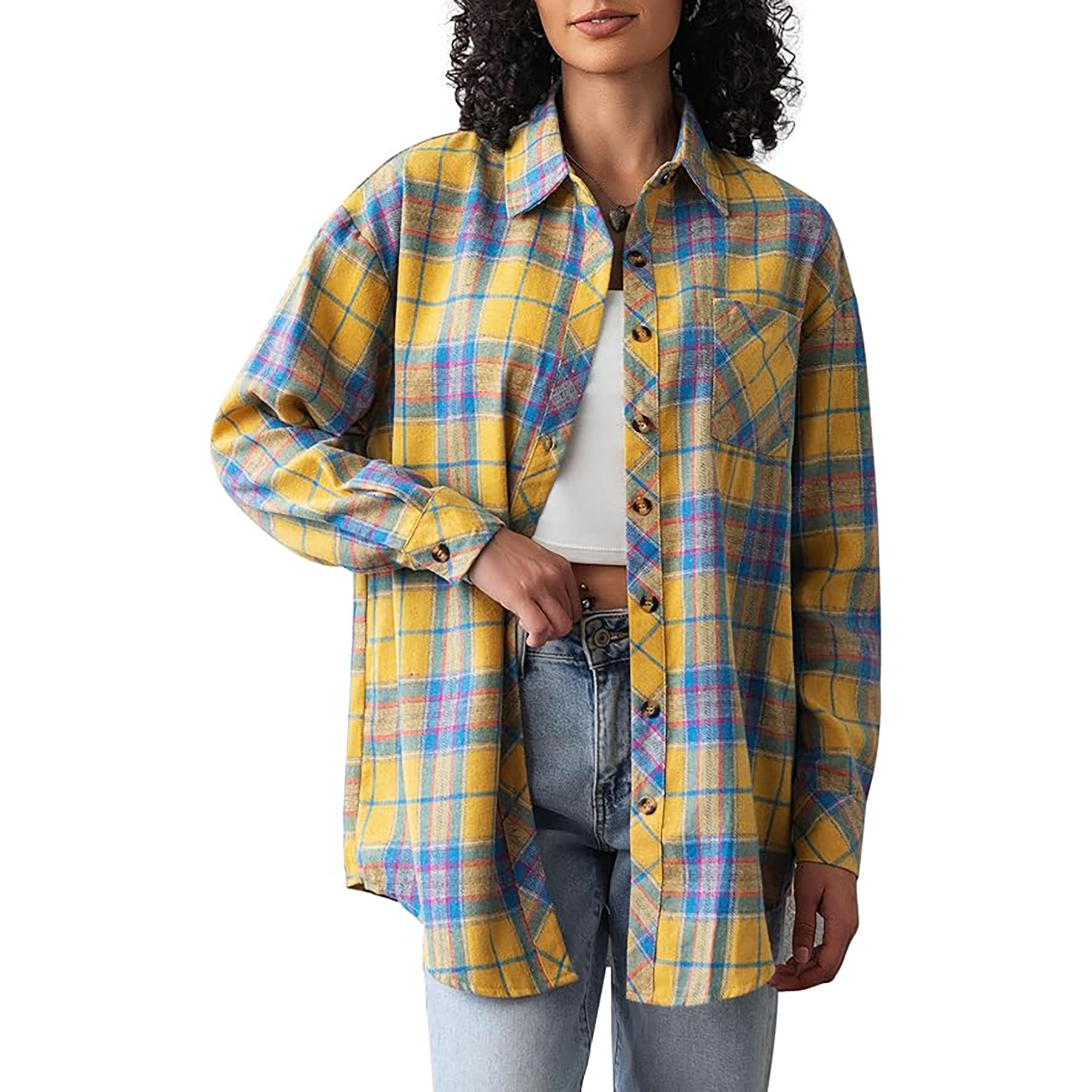 Women's Long Sleeved Plaid Shirt 2