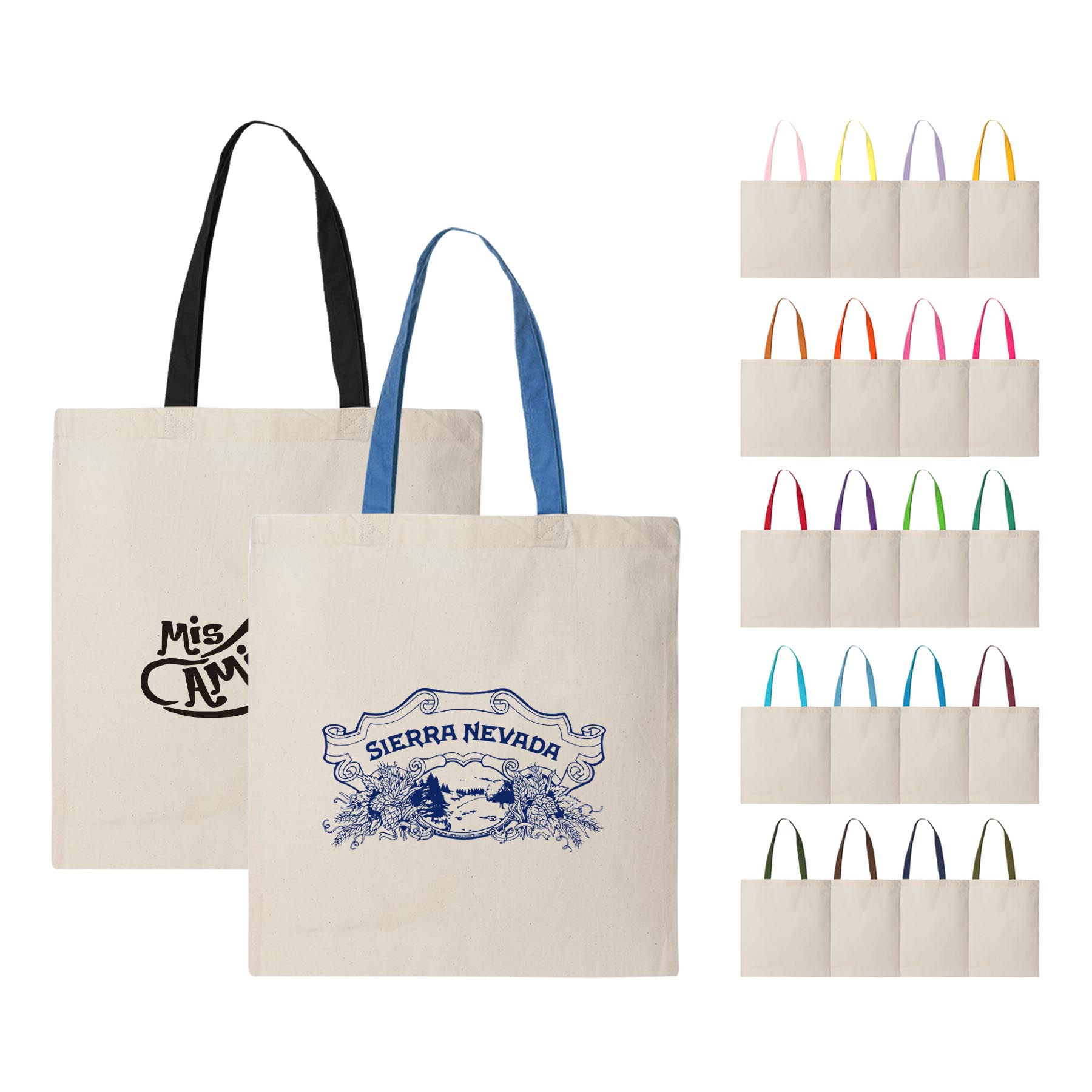 6 oz. 100% Cotton Canvas Tote Bag with Color Handle 20