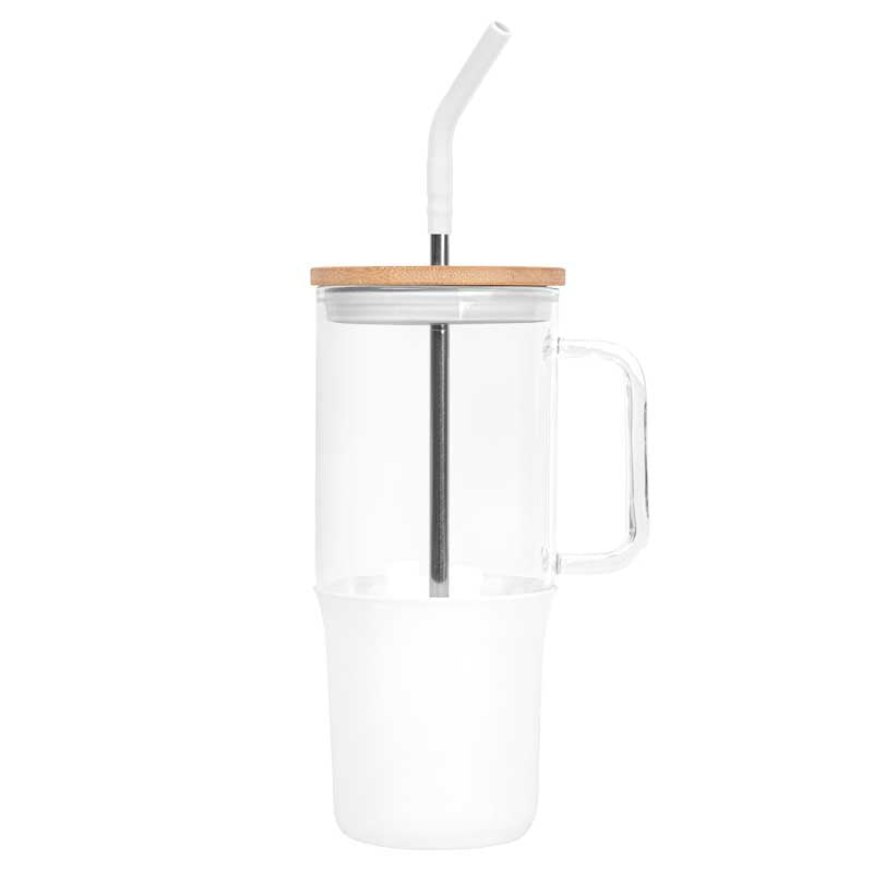 32oz. Glass Tumbler with Handle and Straw 4