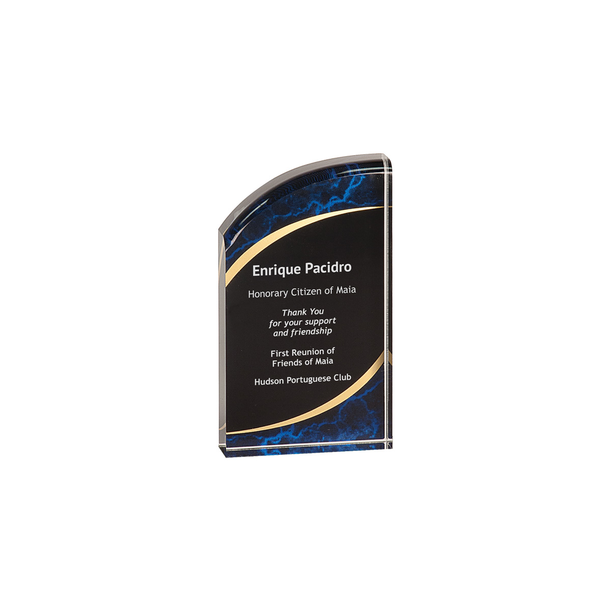 3" x 6" Blue Marble Rounded Acrylic Award