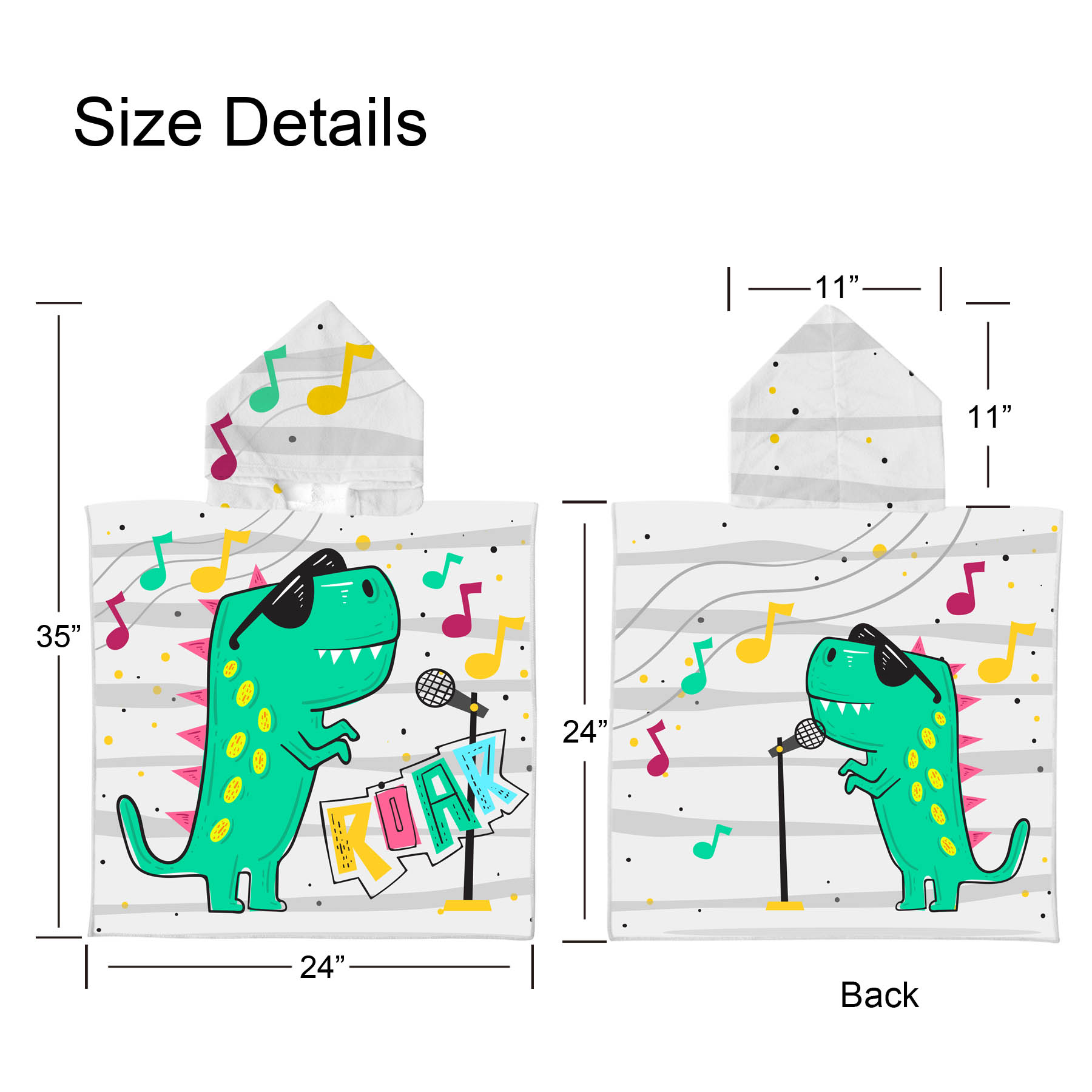 Free Shipping Full Color 250gsm Microfiber Children Hooded Towel - 24 x 48 5