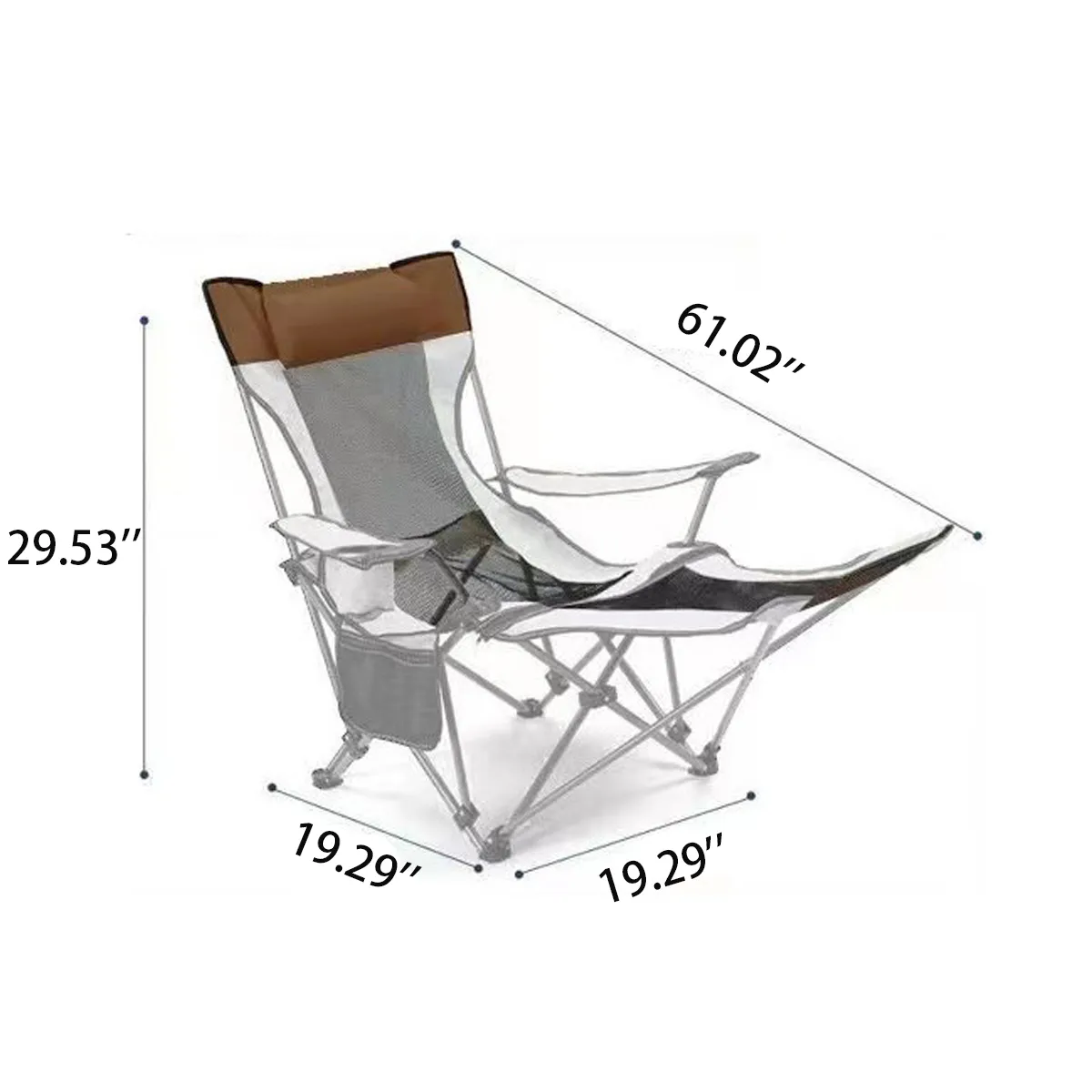 Oversized Camping Folding Chair X-Shaped Steel Frame Fixed 4