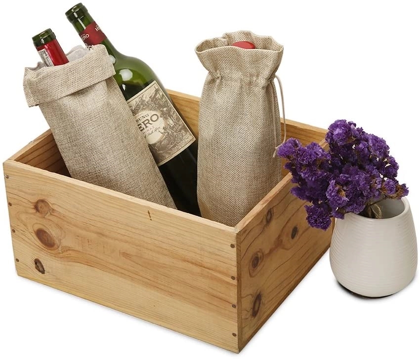 Canvas Wine Bottle Gift Bag (with drawstring) 3