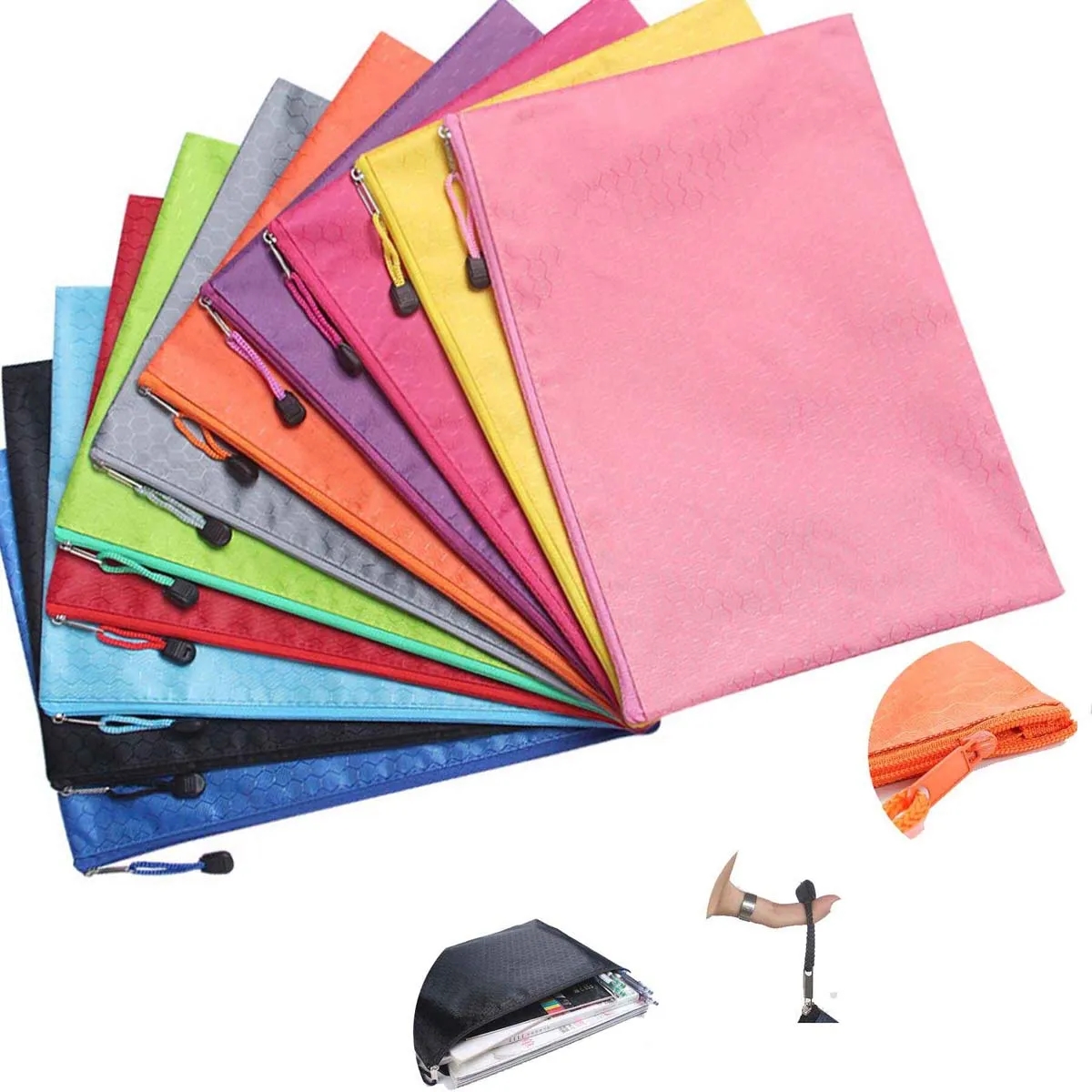 A4 Size Waterproof Oxford Office Zipper File Bags 2
