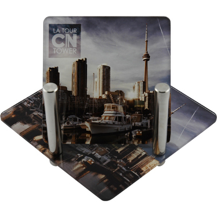 Acrylic Coaster Set of 4 Square Coasters (3 1/2"x3 1/2") and 1 Base (4 1/2"x4 1/2") Full Colour