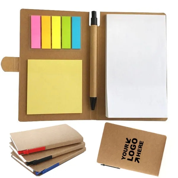 Eco Sticky Notepads With Recycle Paper Pen 5