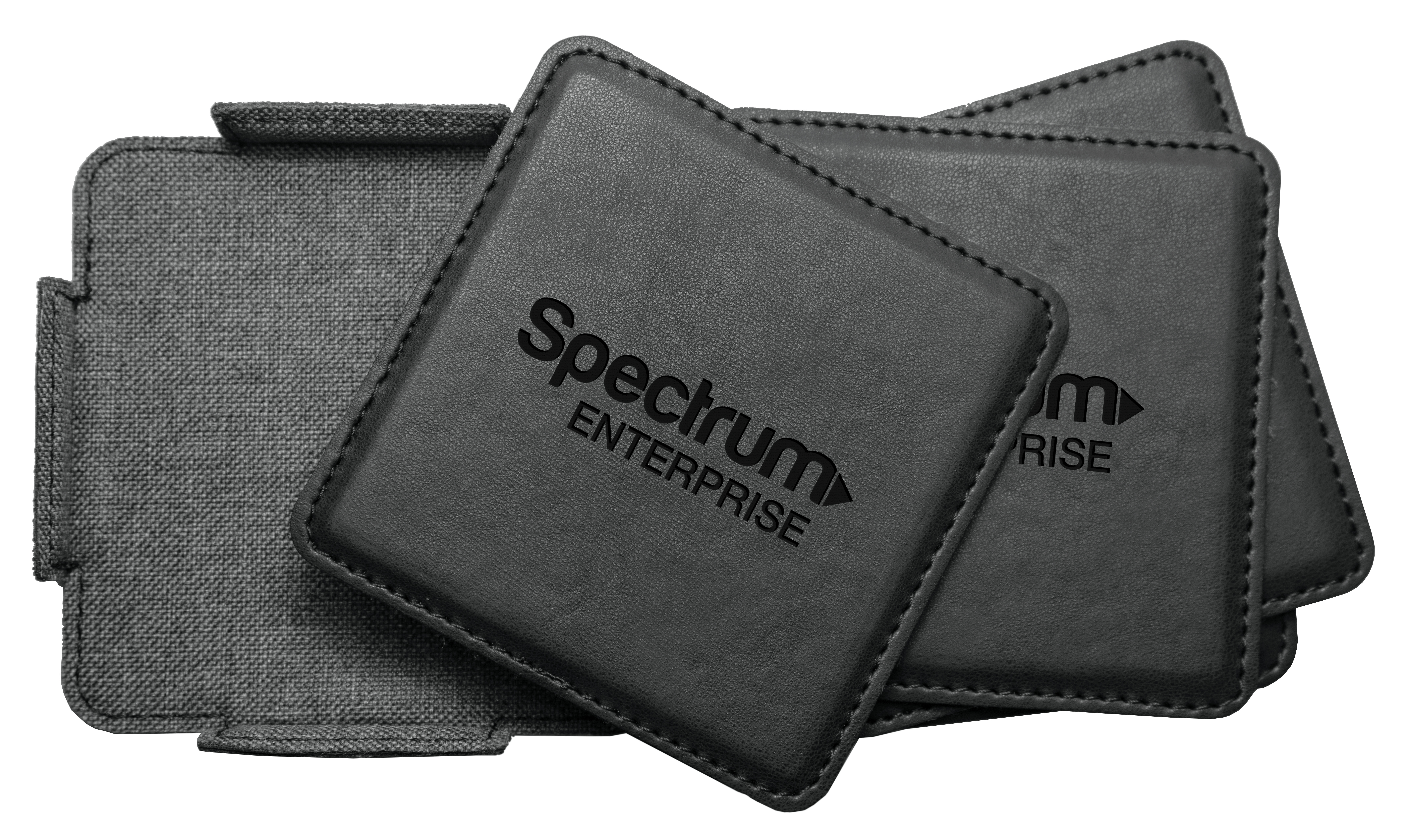 Black an Gray Leatherette Coaster Set