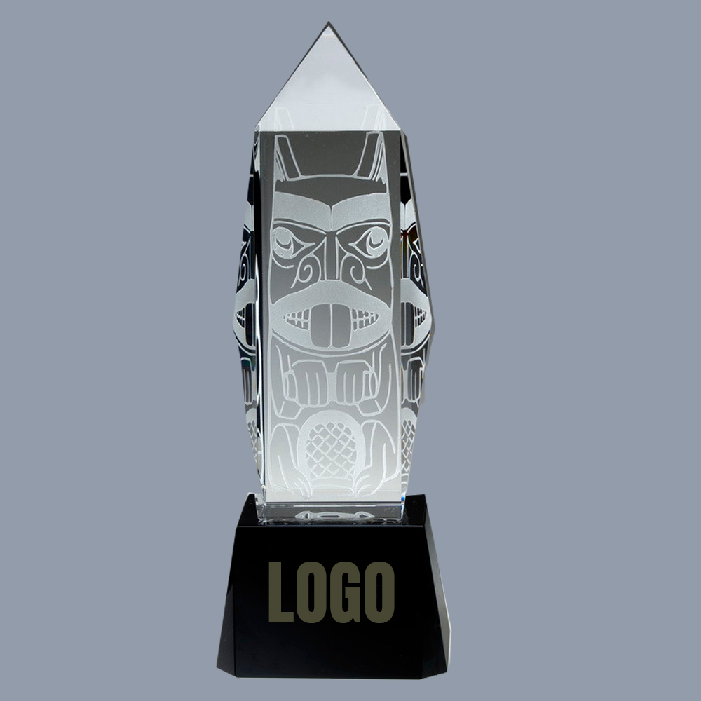 Medium Optical Crystal Liberty Obelisk Award with Crystal Base 3