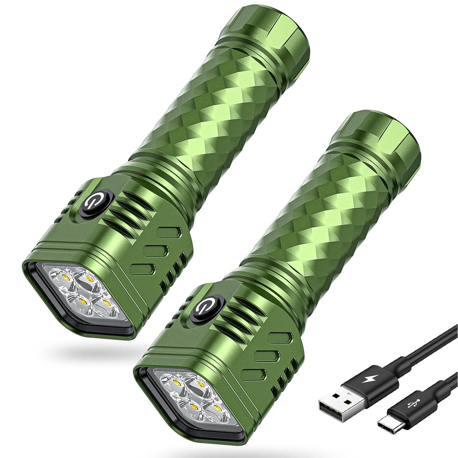 USB Rechargeable Aluminum Flashlight - 3 Modes & Safe 4