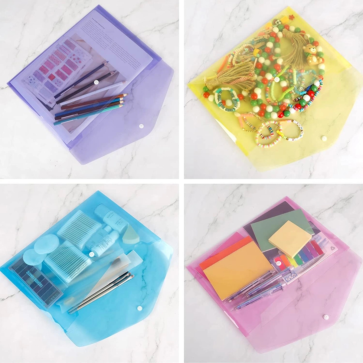Plastic Document Envelopes Clear File Bags With Button 6