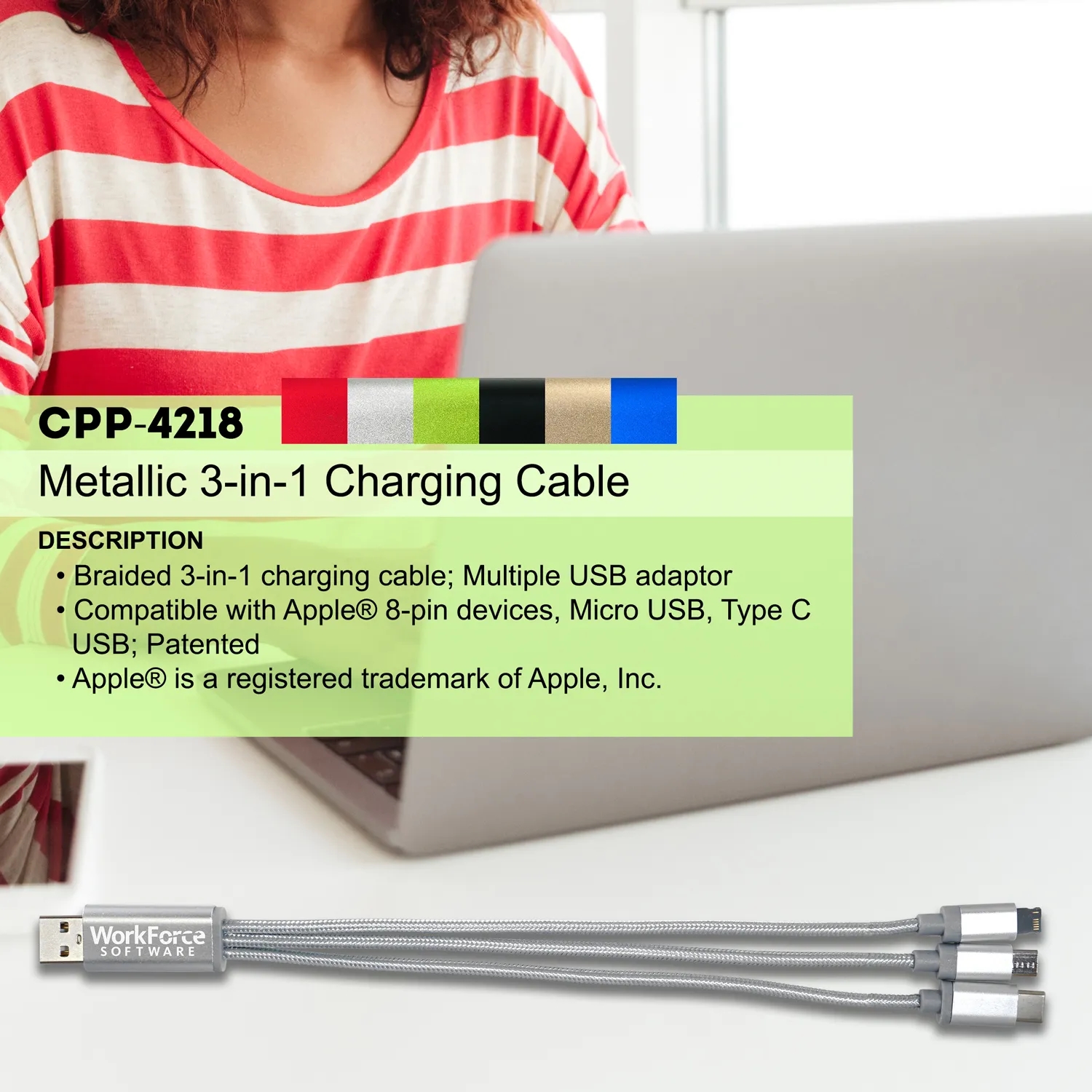 Metallic 3 in 1 Charging Cable 12