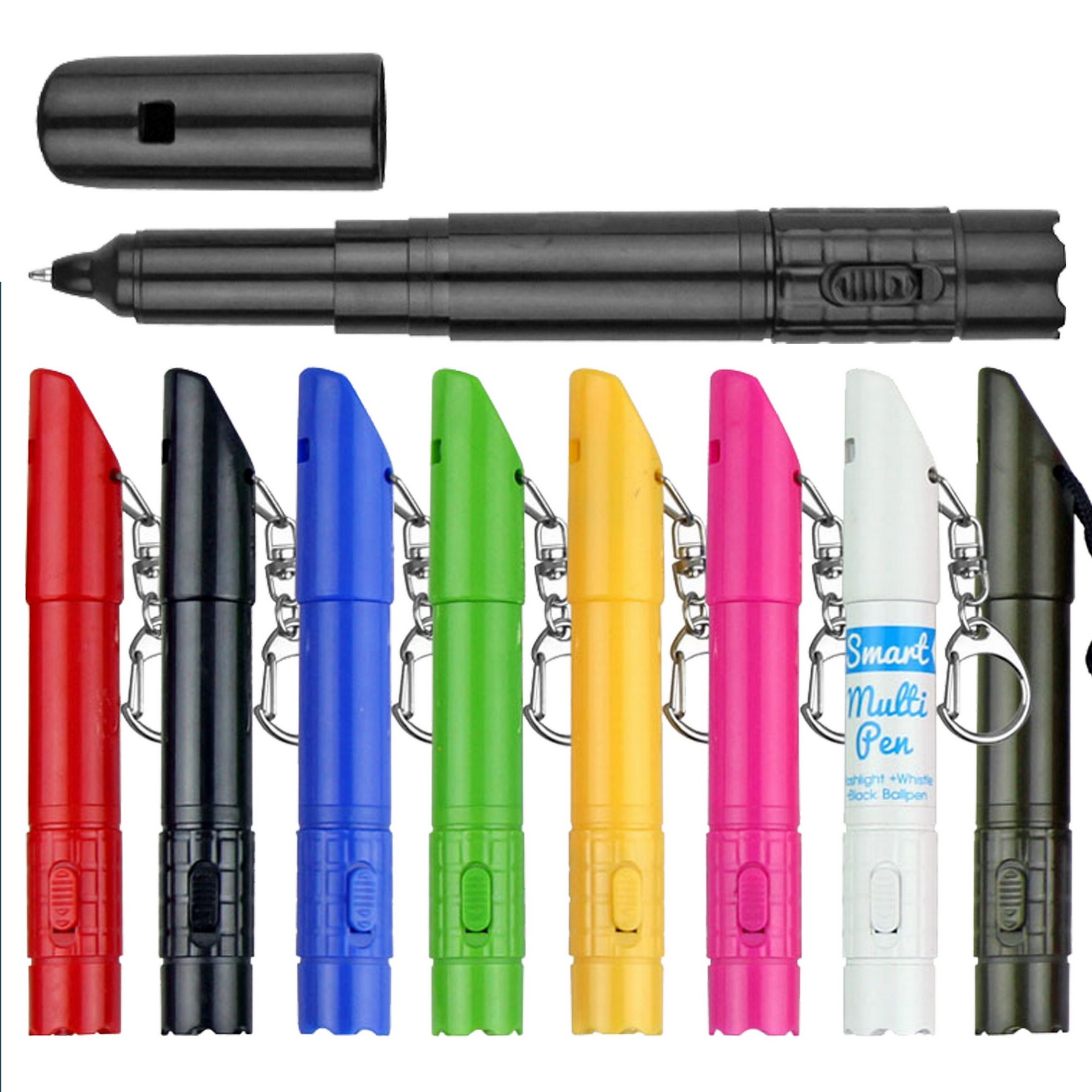 Plastic LED Flashlight Multi-Function Whistle Ballpoint Pen 1